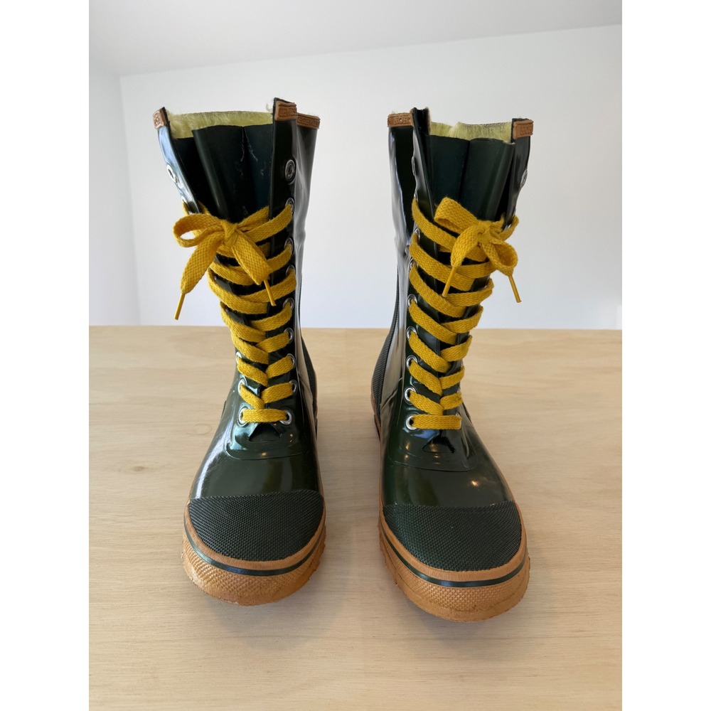 Northwest Territory Insulated Waterproof Rain Boots Green Yellow Steel Shank -10